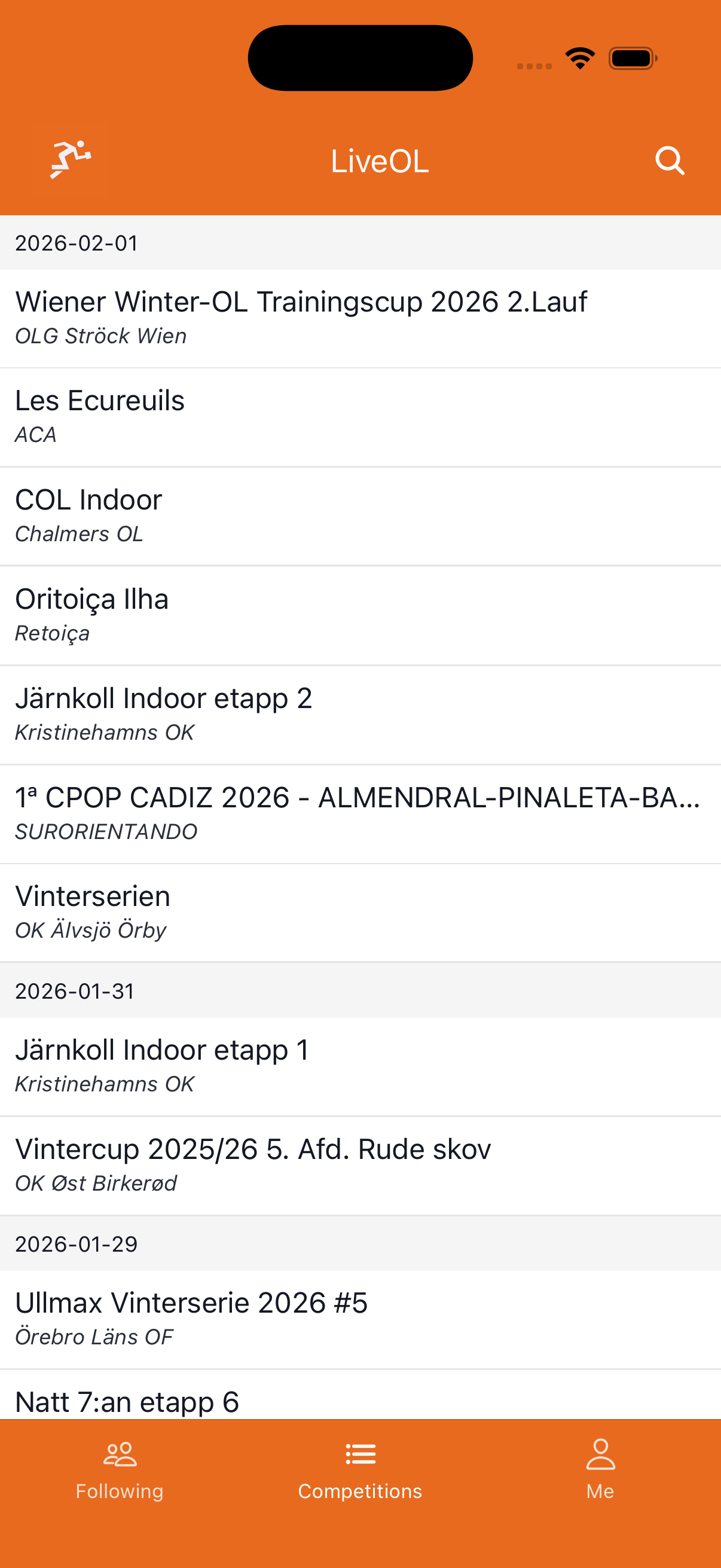 Browse competitions list
