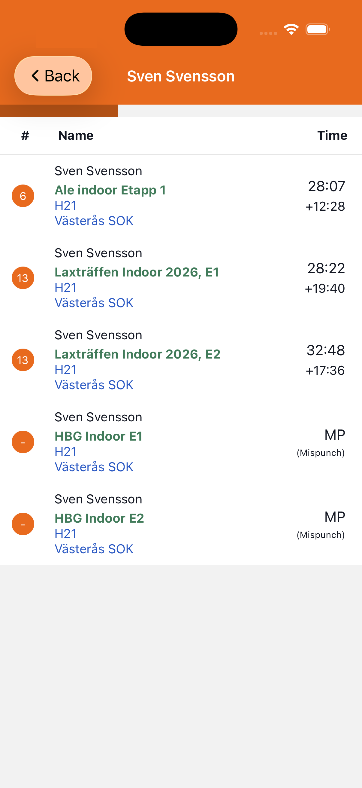 Track runners with live results